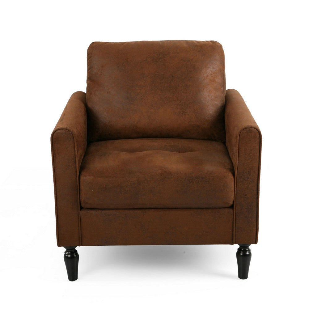 Ada Accent Chair Plush Pillow Back Textured Brown Microfiber Design BM325072