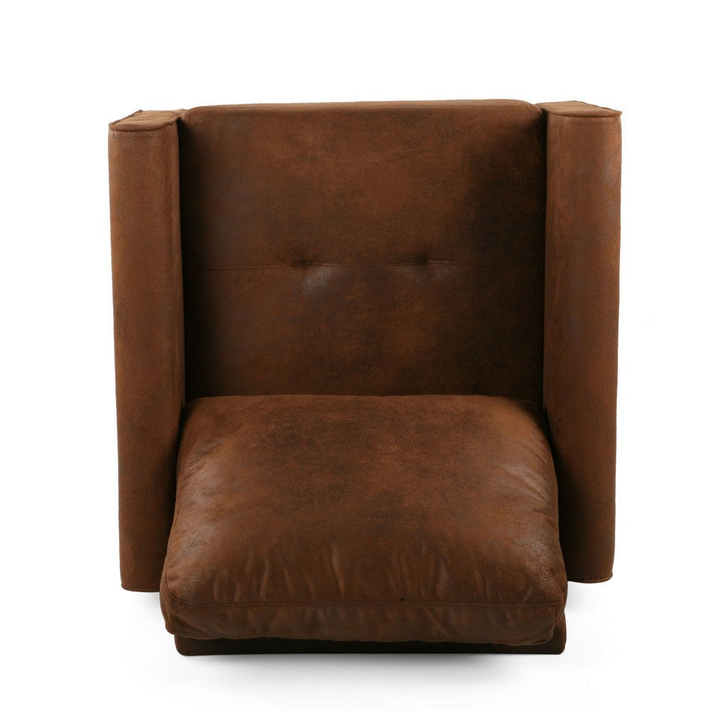 Ada Accent Chair Plush Pillow Back Textured Brown Microfiber Design BM325072