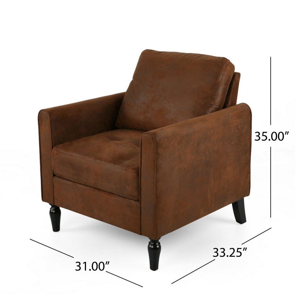 Ada Accent Chair Plush Pillow Back Textured Brown Microfiber Design BM325072