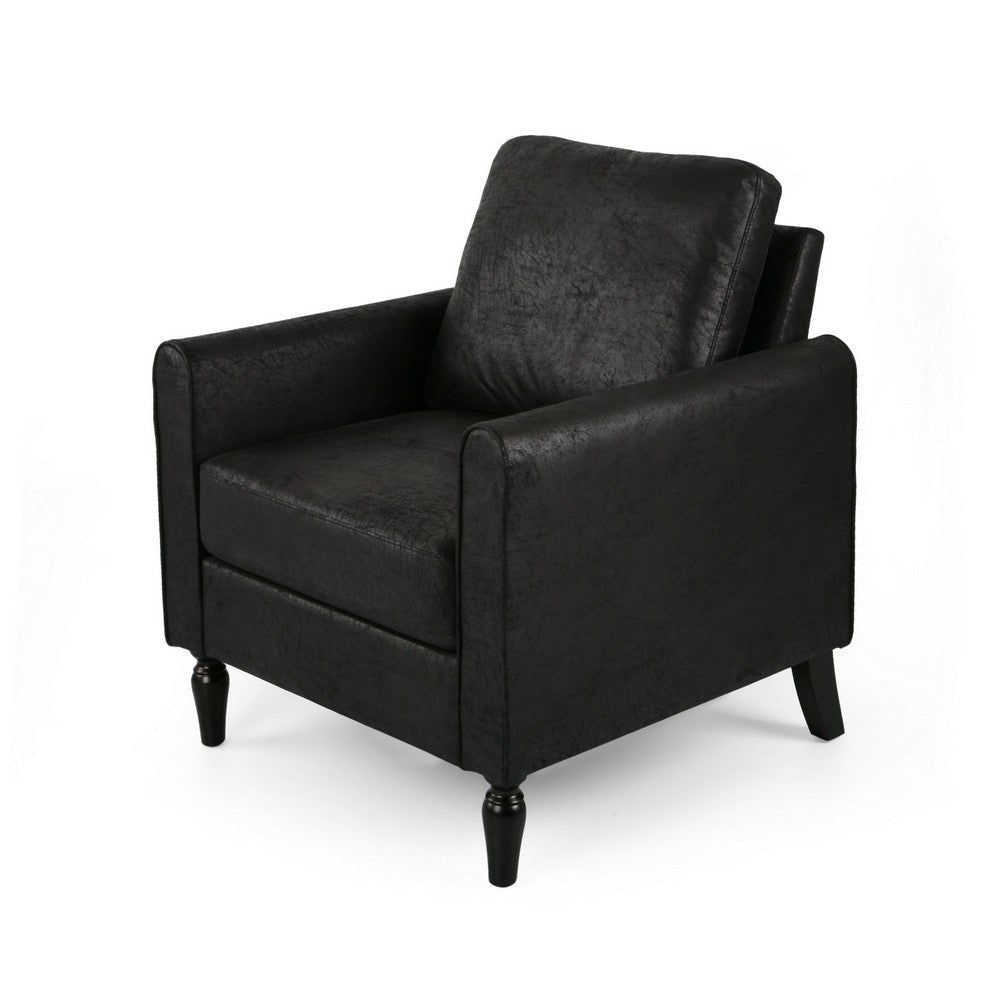 Ada Accent Chair Plush Pillow Back Textured Black Microfiber Design BM325073