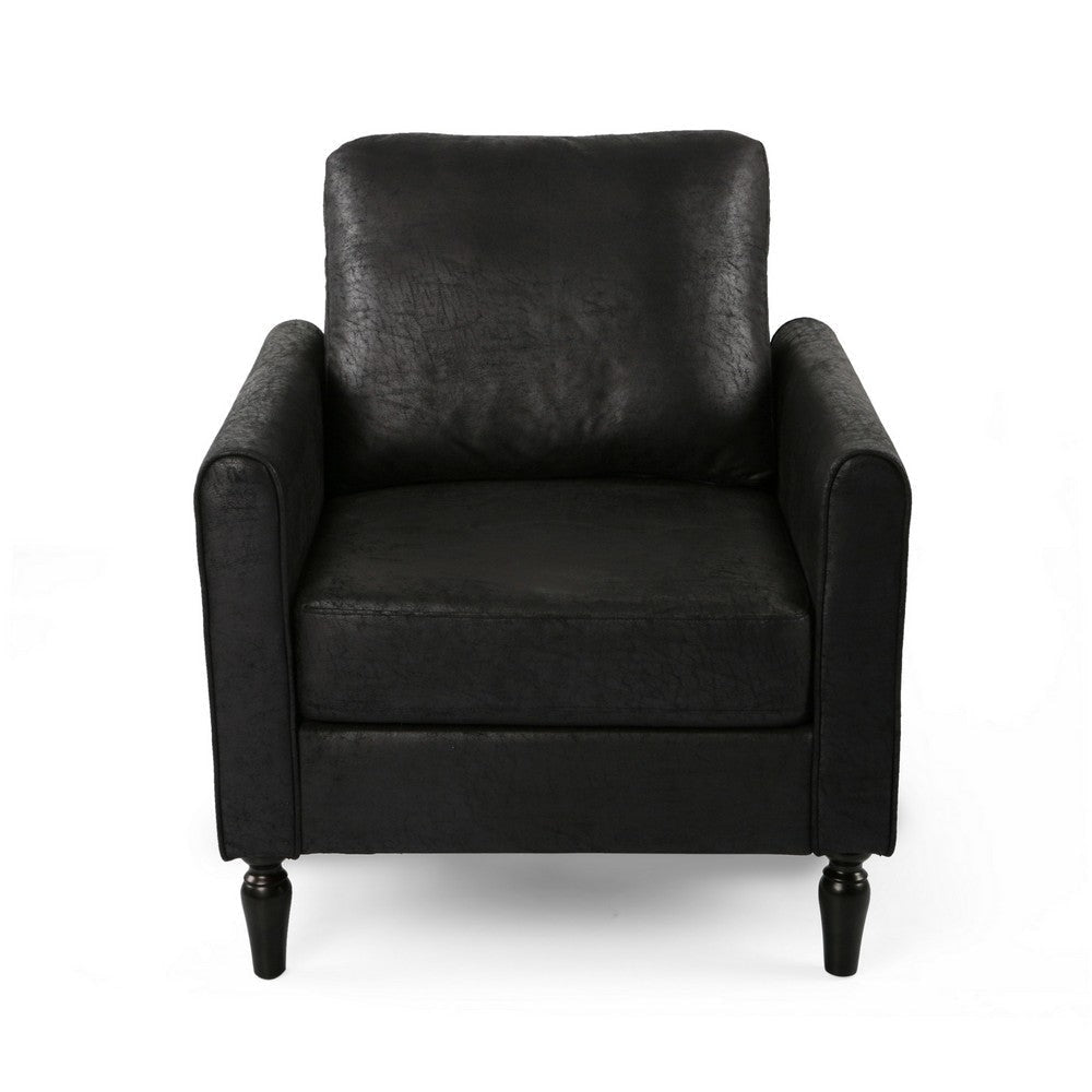Ada Accent Chair Plush Pillow Back Textured Black Microfiber Design BM325073