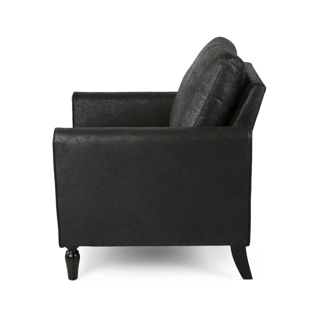 Ada Accent Chair Plush Pillow Back Textured Black Microfiber Design BM325073