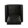 Ada Accent Chair, Plush Pillow Back, Textured Black Microfiber Design