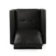 Ada Accent Chair, Plush Pillow Back, Textured Black Microfiber Design