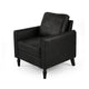 Ada Accent Chair, Plush Pillow Back, Textured Black Microfiber Design