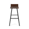 Barstool Chair Set of 2, Brown Acacia Wood, Black Angled Iron Legs
