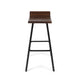 Barstool Chair Set of 2, Brown Acacia Wood, Black Angled Iron Legs