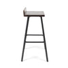 Barstool Chair Set of 2 Brown Acacia Wood Black Angled Iron Legs BM325076