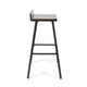 Barstool Chair Set of 2, Brown Acacia Wood, Black Angled Iron Legs
