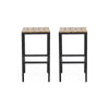 Barstool Set of 2 Straight Legs Brown Acacia Wood Black Iron Legs BM325077