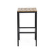 Barstool Set of 2, Straight Legs, Brown Acacia Wood, Black Iron Legs