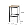 Barstool Set of 2 Straight Legs Brown Acacia Wood Black Iron Legs BM325077