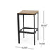 Barstool Set of 2, Straight Legs, Brown Acacia Wood, Black Iron Legs