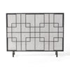 31x41 Fireplace Screen with Mesh, Contemporary Design, Black, Silver