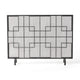 31x41 Fireplace Screen with Mesh, Contemporary Design, Black, Silver