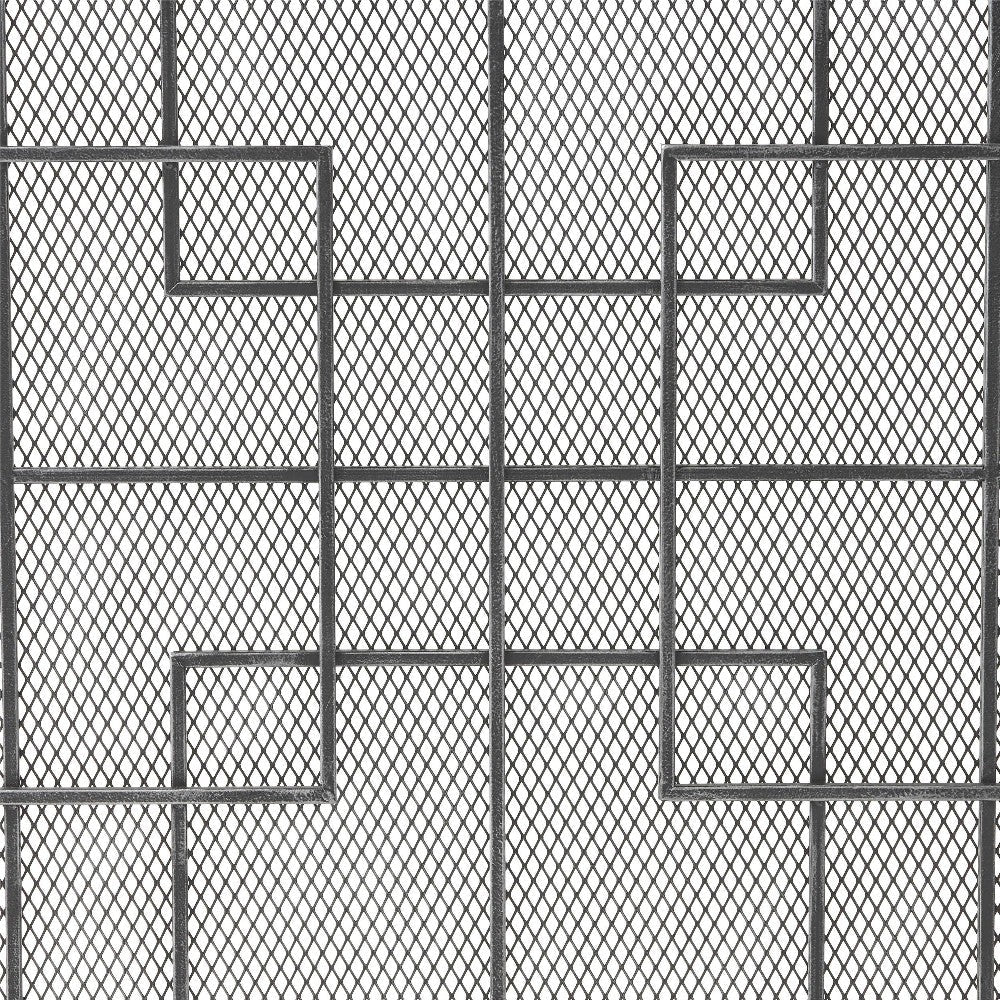 31x41 Fireplace Screen with Mesh Contemporary Design Black Silver