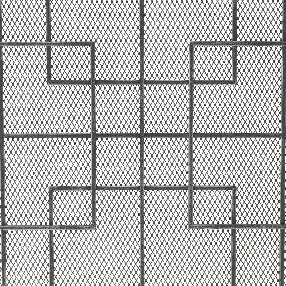 31x41 Fireplace Screen with Mesh, Contemporary Design, Black, Silver