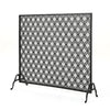 35x39 Fireplace Screen, Open Flower Pattern Design, Matte Black Iron