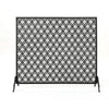 35x39 Fireplace Screen, Open Flower Pattern Design, Matte Black Iron