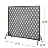 35x39 Fireplace Screen Open Flower Pattern Design Matte Black Iron BM325080