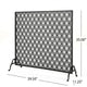 35x39 Fireplace Screen Open Flower Pattern Design Matte Black Iron BM325080