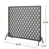 35x39 Fireplace Screen, Open Flower Pattern Design, Matte Black Iron