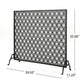 35x39 Fireplace Screen, Open Flower Pattern Design, Matte Black Iron