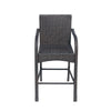 Outdoor Barstool Chair Set of 2 Gray Woven Faux Rattan Iron Frame BM325081