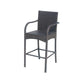 Outdoor Barstool Chair Set of 2 Gray Woven Faux Rattan Iron Frame BM325081