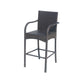 Outdoor Barstool Chair Set of 2, Gray Woven Faux Rattan, Iron Frame