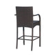 Outdoor Barstool Chair Set of 2, Gray Woven Faux Rattan, Iron Frame