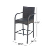 Outdoor Barstool Chair Set of 2 Gray Woven Faux Rattan Iron Frame BM325081