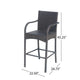 Outdoor Barstool Chair Set of 2 Gray Woven Faux Rattan Iron Frame BM325081