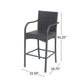 Outdoor Barstool Chair Set of 2, Gray Woven Faux Rattan, Iron Frame