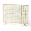 31x41 Fireplace Screen, Overlapping Square Design, Classic Gold Iron