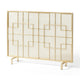 31x41 Fireplace Screen, Overlapping Square Design, Classic Gold Iron