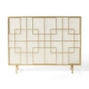 31x41 Fireplace Screen, Overlapping Square Design, Classic Gold Iron