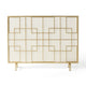 31x41 Fireplace Screen, Overlapping Square Design, Classic Gold Iron