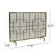 31x41 Fireplace Screen Overlapping Square Design Classic Gold Iron