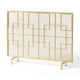 31x41 Fireplace Screen, Overlapping Square Design, Classic Gold Iron