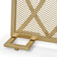 30x40 Fireplace Screen, Overlapping Round Lens Design, Gold Iron