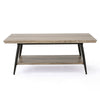 Coffee Table, 43" Top, Sleek Black Metal Legs, Taupe Gray Wood Finish