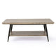 Coffee Table, 43" Top, Sleek Black Metal Legs, Taupe Gray Wood Finish