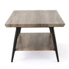 Coffee Table, 43" Top, Sleek Black Metal Legs, Taupe Gray Wood Finish