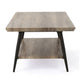 Coffee Table, 43" Top, Sleek Black Metal Legs, Taupe Gray Wood Finish