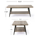 Coffee Table, 43" Top, Sleek Black Metal Legs, Taupe Gray Wood Finish