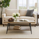 Coffee Table, 43" Top, Sleek Black Metal Legs, Taupe Gray Wood Finish