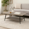 Coffee Table, 43" Top, Sleek Black Metal Legs, Taupe Gray Wood Finish