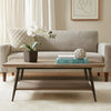 Coffee Table, 43" Top, Sleek Black Metal Legs, Taupe Gray Wood Finish