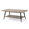 Coffee Table, 43" Top, Sleek Black Metal Legs, Taupe Gray Wood Finish